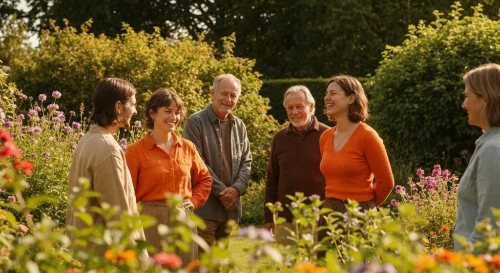 Multidisciplinary rehab team discussing a patient's rehabilitation plan in a collaborative therapy setting