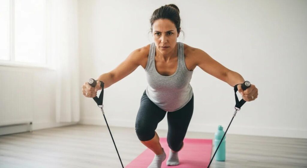 Cancer survivor engaging in strength training at home, representing effective post-treatment exercise strategies