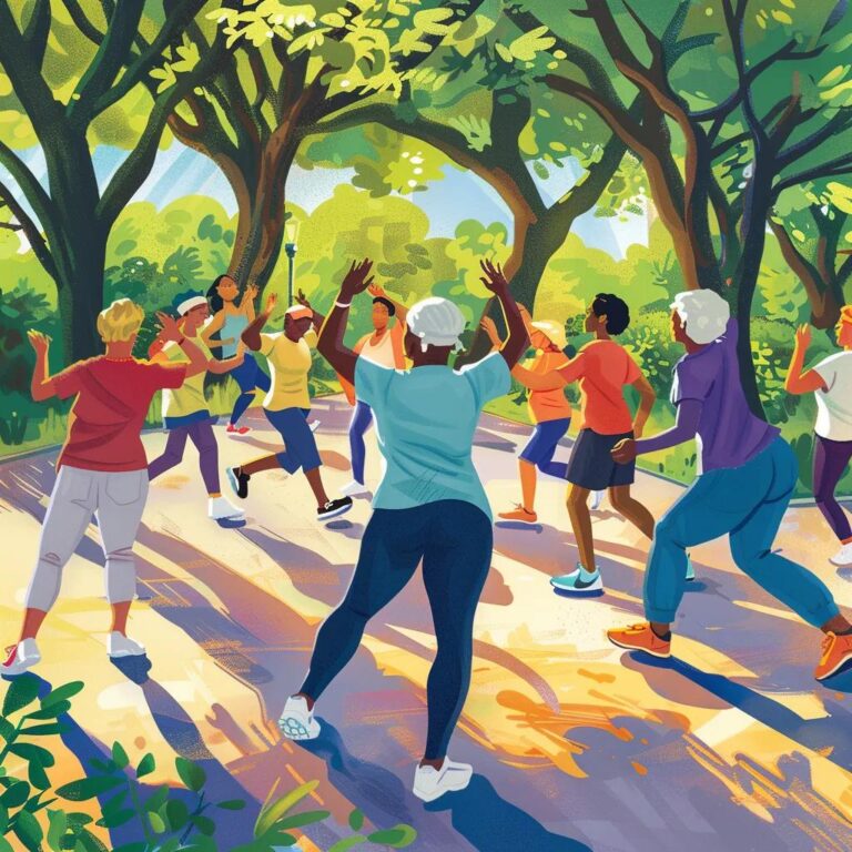 Cancer survivors exercising outdoors, showcasing strength and resilience through diverse routines