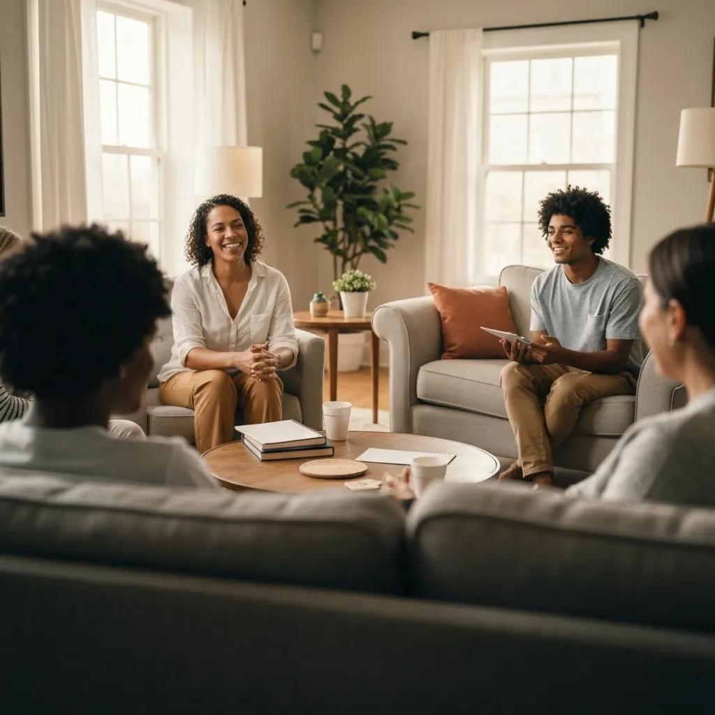 Cancer survivors engaging in a group therapy session, emphasizing the importance of emotional support and community building