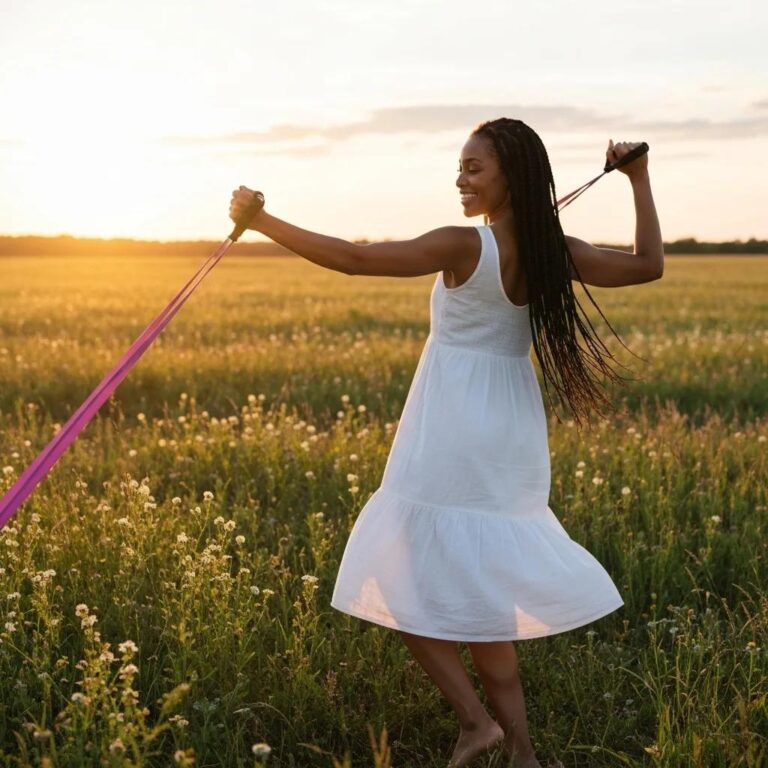 A cancer survivor confidently exercising outdoors, embodying resilience and recovery